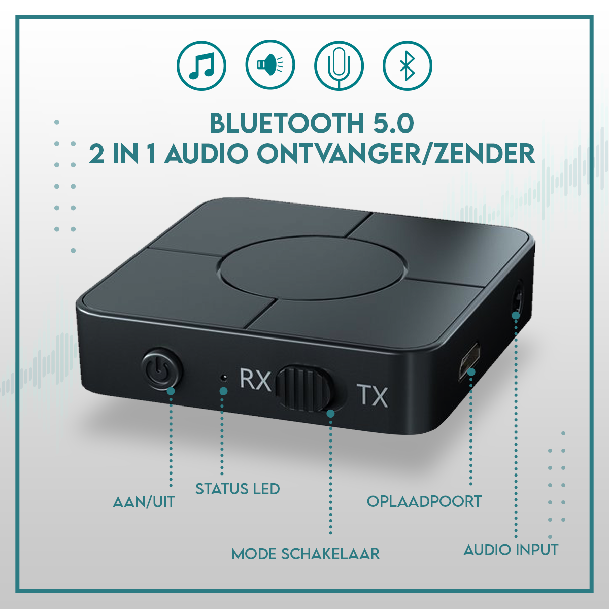 Bluetooth Receiver en Transmitter 2 in 1 - Bluetooth 5.0