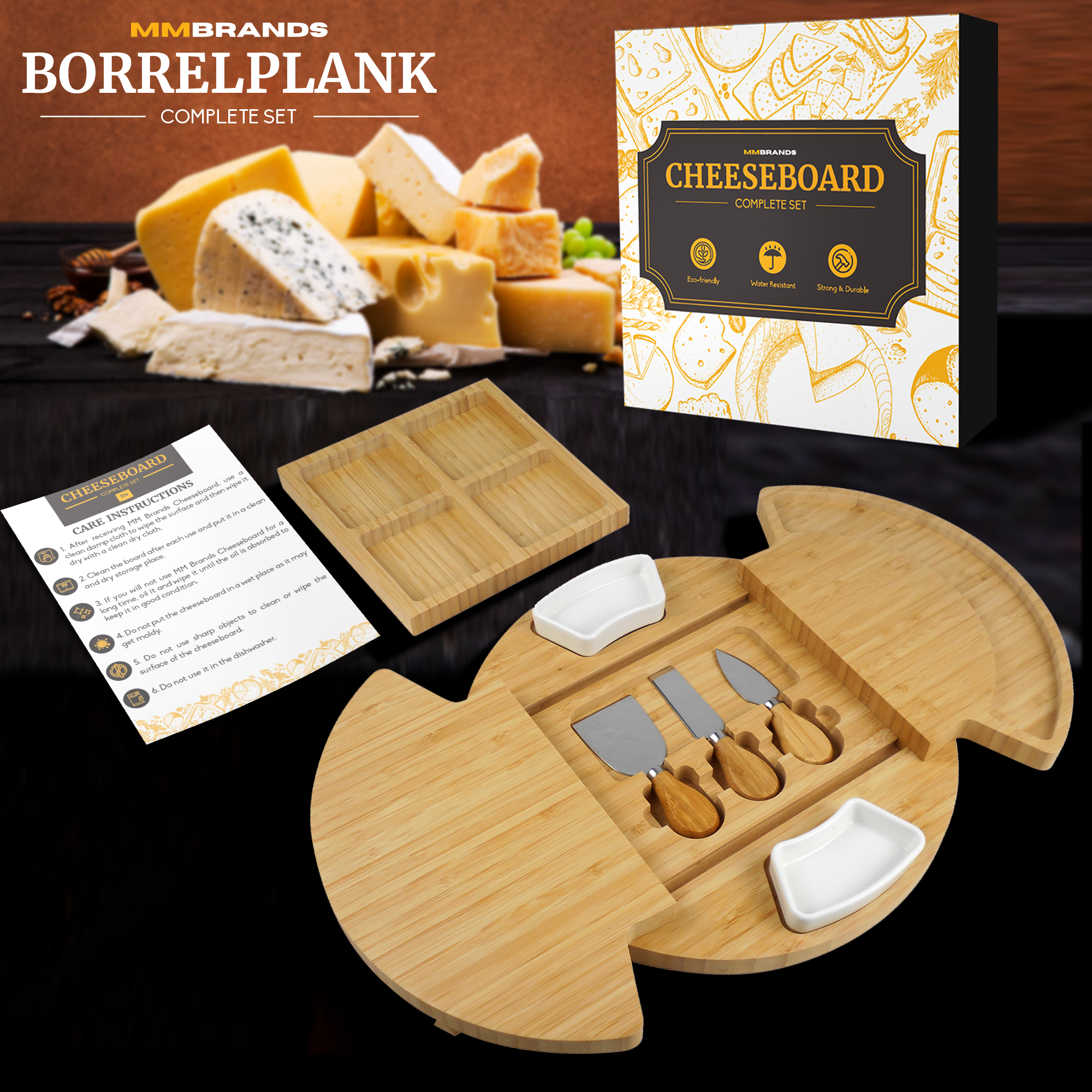 Borrelplank Set - Bamboe - 33 x 33 cm