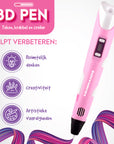 3D Pen Starterspakket - 100M Filament - 10 Kleuren - Roze