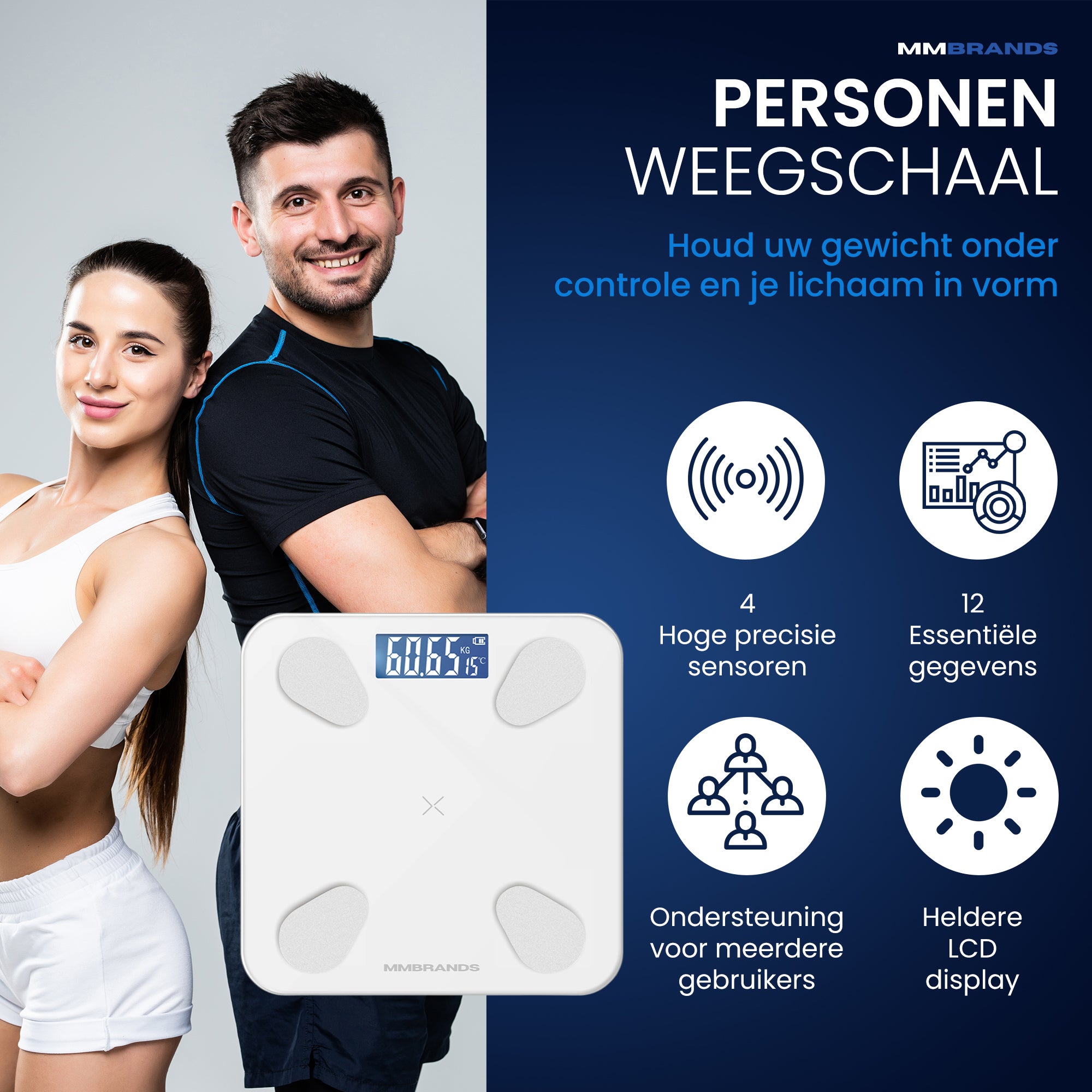 Digitale Personen Weegschaal met Lichaamsanalyse - Wit