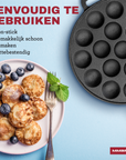 Poffertjes Pfanne – inklusive Griff, Bürste und Gabeln