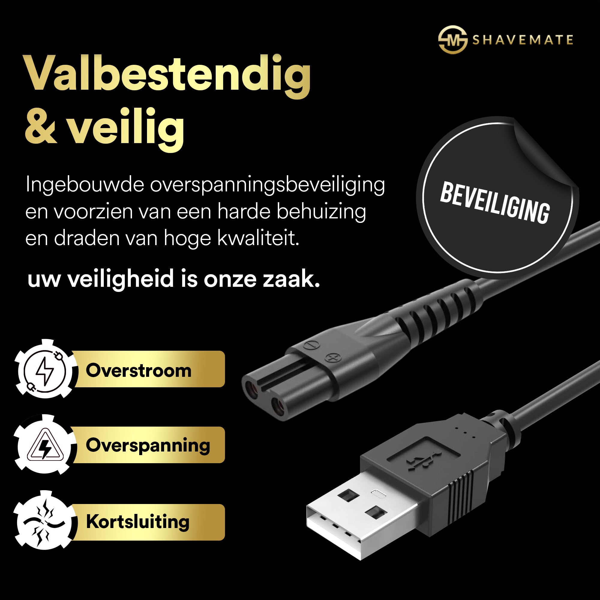 USB Oplaadkabel voor ShaveMate Scheerapparaten - 1 meter